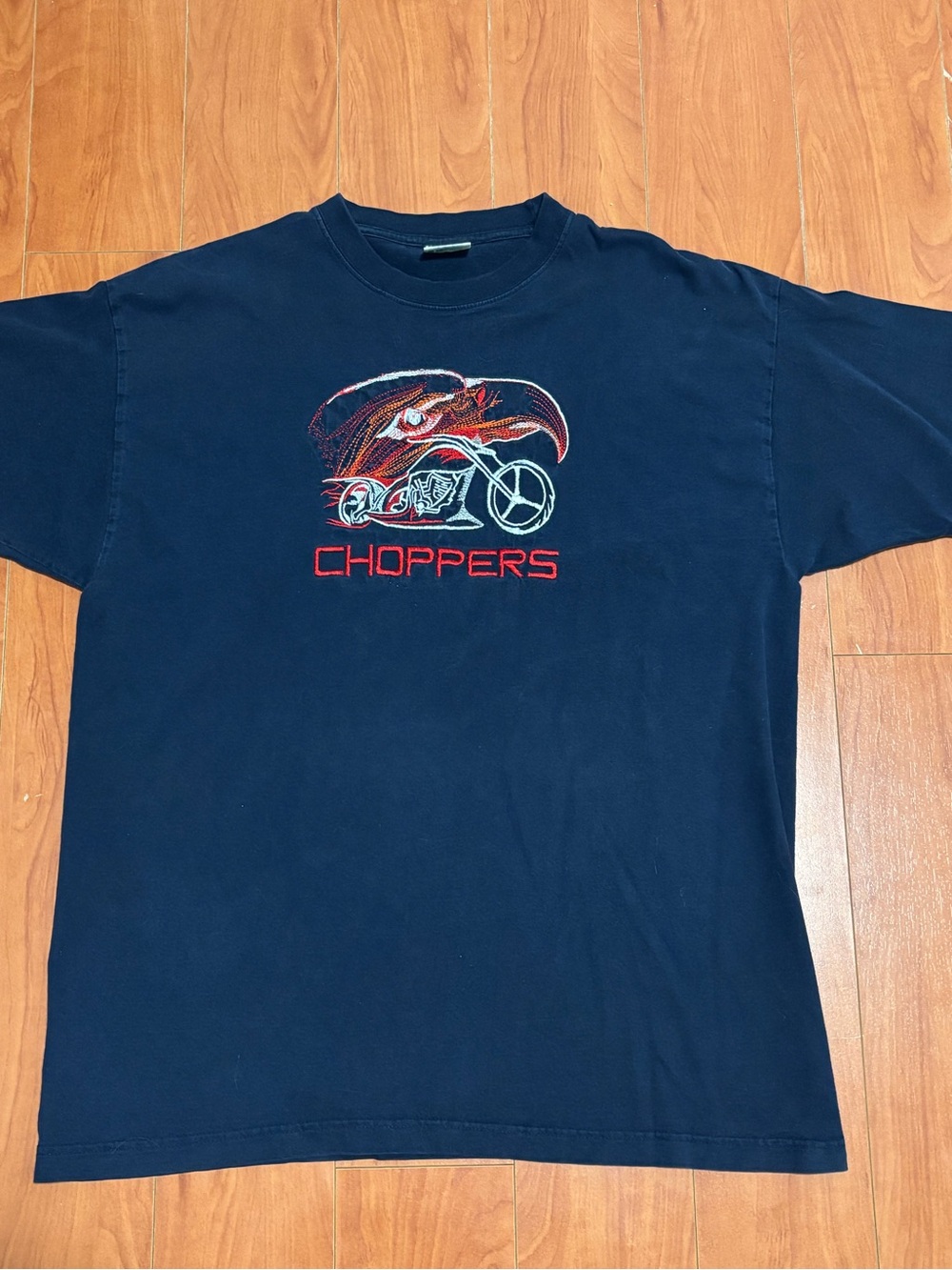 Vintage Y2K Embroidered “Choppers” Biker Tee - Size XL (Fits L)
